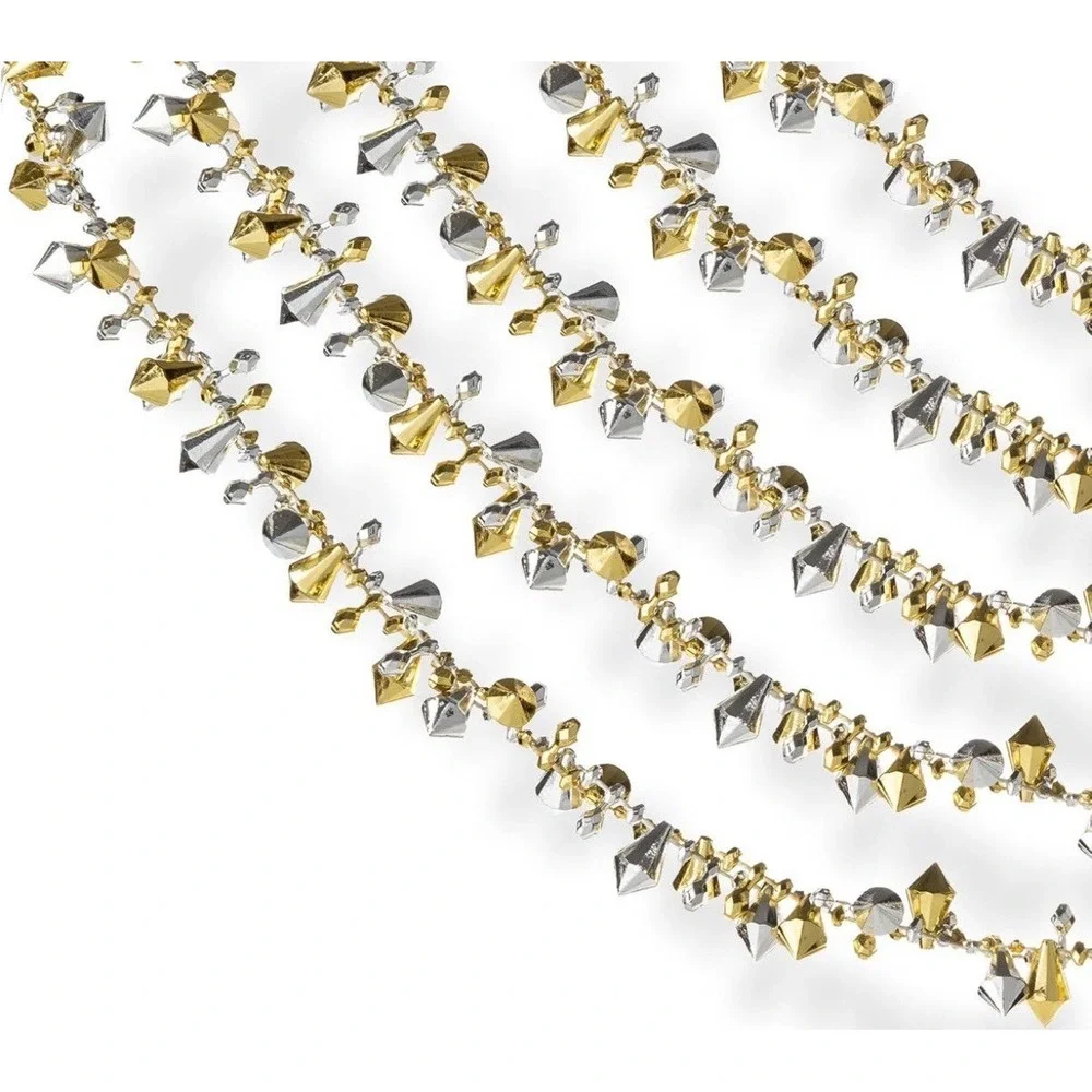 Klikel Iridescent Gold and Silver Large Twinkle Ice Double Twist Bead Garland